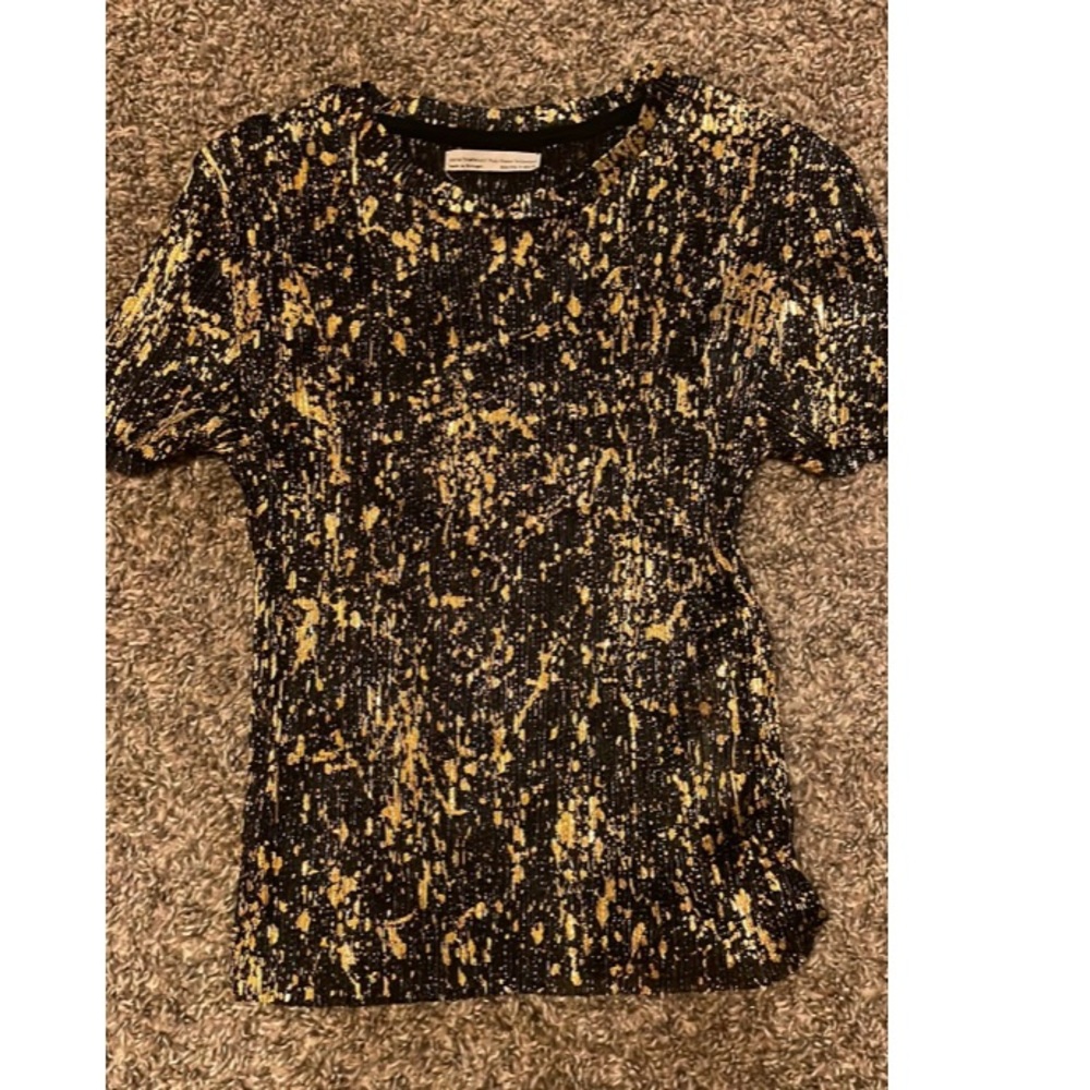 Zara stretch gold and dark navy/black top